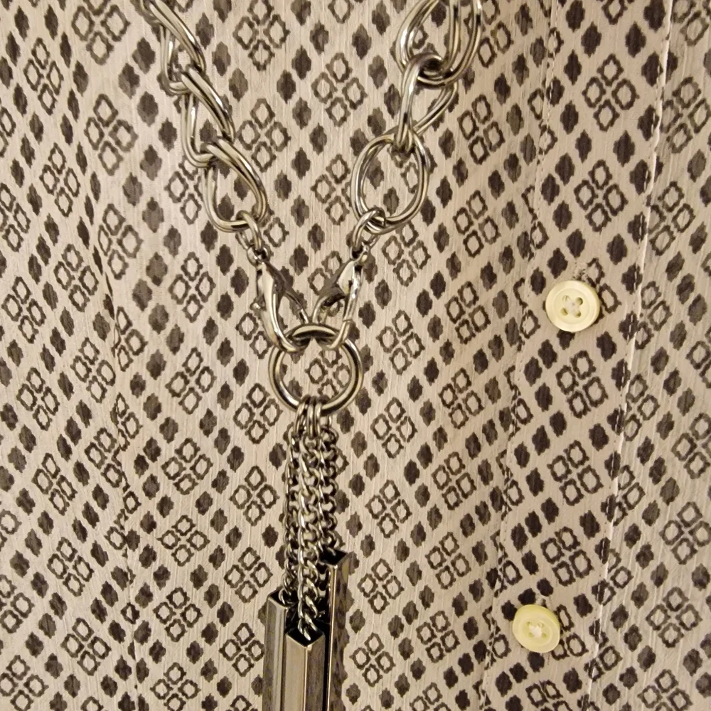 Banana Republic Sheer Button-Up Shirt + Necklace - Picture 5 of 5